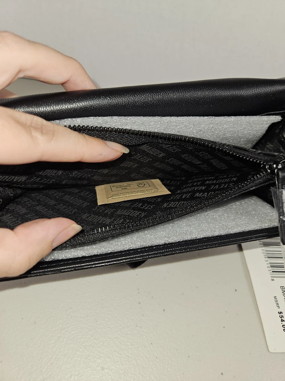 NWT Steve Madden Black Logo-Embossed Wristlet Wallet With Strap